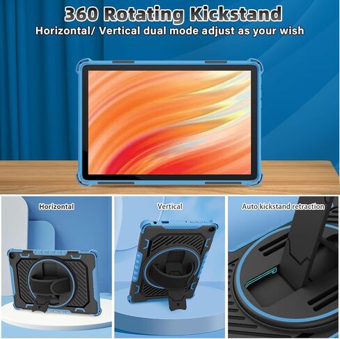 حافظة ROISKIN 360 بحزام يد بمسند لإصدار 2023 حافظة كمبيوتر لوحي Fire HD 10 (تناسب الجيل الثالث عشر، لا تناسب الجيل الحادي عشر/التاسع/السابع) أيضًا لهاتف Sony Nokia iPhone بطبقة مزدوجة مقاومة للصدمات in Kuwait
