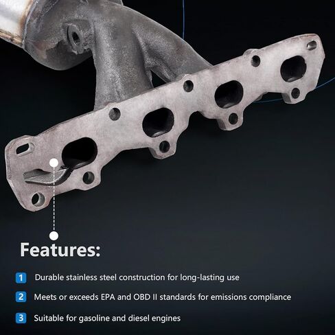 محول حفاز متعدد مع حشية، متوافق مع محرك 2004-2008 Chevy Malibu 2006-2008 Pontiac G6 2007-2008 Saturn Aura 2.2L 2.4L L4 (متوافق مع EPA)، استبدل EMCC774891 in Kuwait