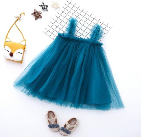 Baby Girls Layered Tulle Tutu Dress Toddler Tulle Dresses Infant Tulle Sundress Set with Crown Headband 6-24 Months in Saudi Arabia