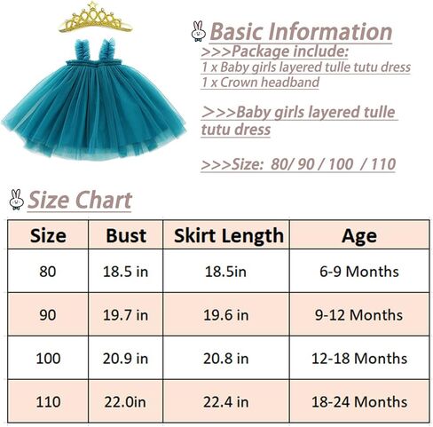 Baby Girls Layered Tulle Tutu Dress Toddler Tulle Dresses Infant Tulle Sundress Set with Crown Headband 6-24 Months in Saudi Arabia