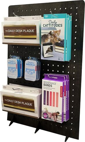 Torched Pegboard Display Stand for Jewelry, Craft Shows, Selling, Vendor Events, Tools, Peg Board Accessories Rack Organizer, XL 11.75" L x 4.3" W x 15.75" H, Natural in Saudi Arabia