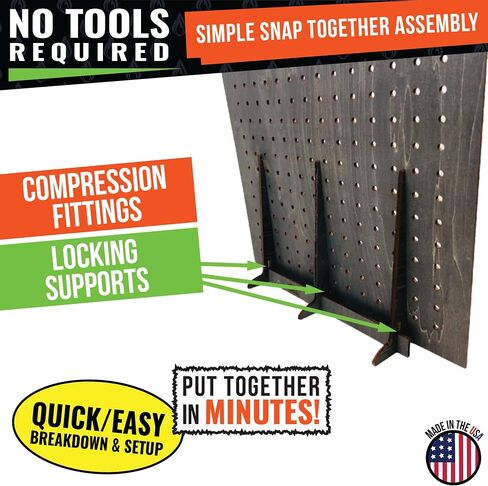 Torched Pegboard Display Stand for Jewelry, Craft Shows, Selling, Vendor Events, Tools, Peg Board Accessories Rack Organizer, XL 11.75" L x 4.3" W x 15.75" H, Natural in Saudi Arabia