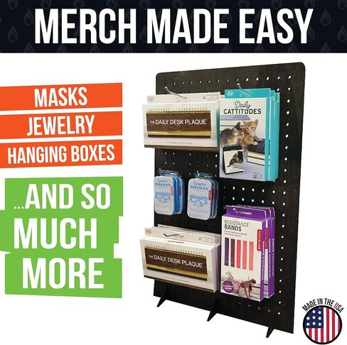 Torched Pegboard Display Stand for Jewelry, Craft Shows, Selling, Vendor Events, Tools, Peg Board Accessories Rack Organizer, XL 11.75" L x 4.3" W x 15.75" H, Natural in Saudi Arabia