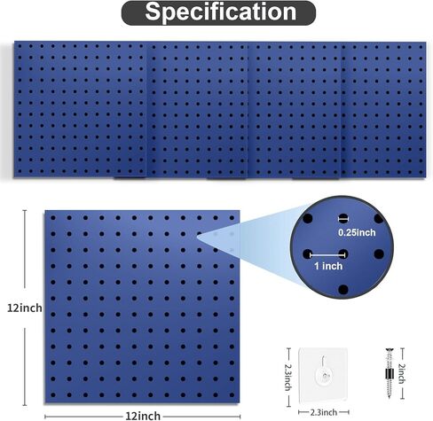 DEMEDO Pegboard، Peg Board، منظم حائط Pegboard مع لوحات ربط للجدران شديدة التحمل، لوحة Pegboard معدنية لورشة عمل المطبخ في غرفة الحرف اليدوية in Kuwait