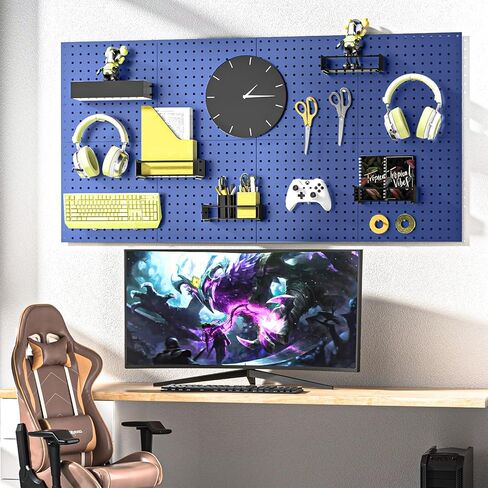 DEMEDO Pegboard، Peg Board، منظم حائط Pegboard مع لوحات ربط للجدران شديدة التحمل، لوحة Pegboard معدنية لورشة عمل المطبخ في غرفة الحرف اليدوية in Kuwait