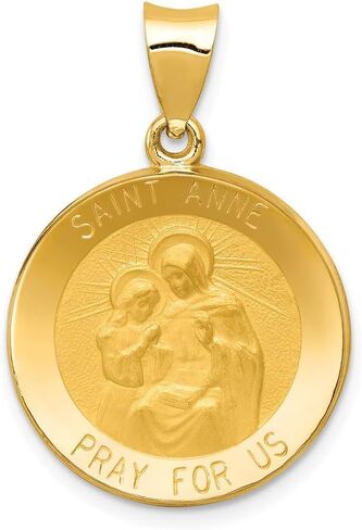 FB JEWELS Solid 14K Yellow Gold Polished And Satin St. Anne Medal Pendant in Saudi Arabia