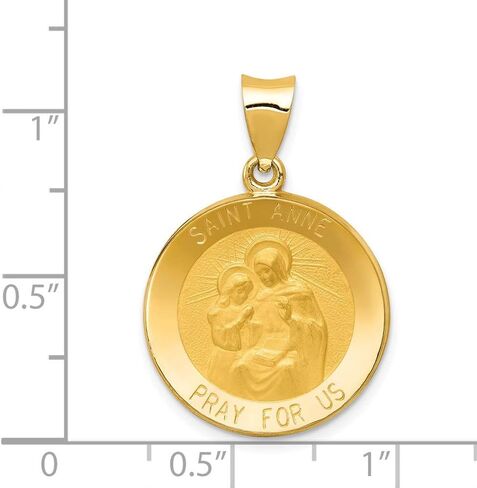 FB JEWELS Solid 14K Yellow Gold Polished And Satin St. Anne Medal Pendant in Saudi Arabia