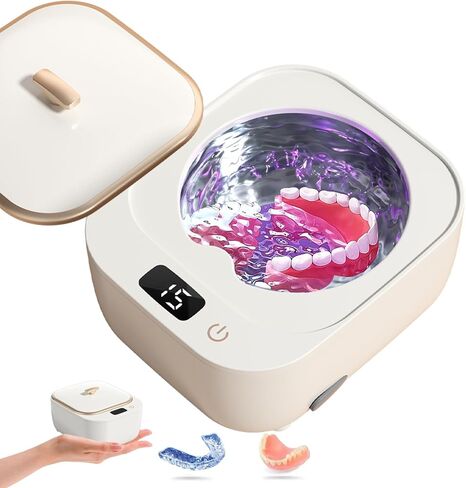 KVNTOOLS U-V Ultrasonic Cleaner Retainer,15W/48kHz Professional Ultrasonic Jewelry Cleaner, 250ML Portable Ultrasonic Dental Cleaner Machine for Dentures, Retainer, Aligner, Braces, Mouth Guard in Saudi Arabia
