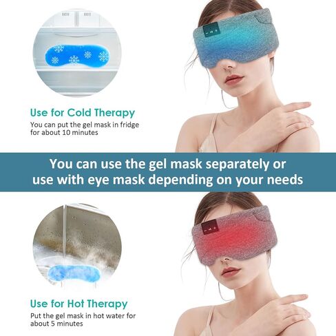 قناع النوم مع سماعات رأس بلوتوث 24 ضوضاء بيضاء، مكبر صوت رفيع للغاية حزمة باردة تعتيم قناع العين بلوتوث سماعات رأس للنوم للنوم الجانبي، الطائرة، السفر، أدوات رائعة للنساء والرجال (أرجواني) in Kuwait