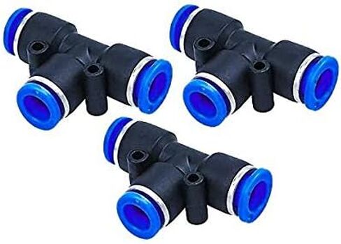 MettleAir MTE 3/8-3/8 Push to Connect Tee Union 3/8" OD - 3/8" OD Air Hose T Connector Splitter (Pack of 3) in Saudi Arabia