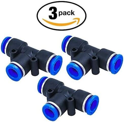 MettleAir MTE 3/8-3/8 Push to Connect Tee Union 3/8" OD - 3/8" OD Air Hose T Connector Splitter (Pack of 3) in Saudi Arabia