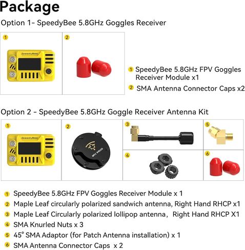 SpeedyBee 5.8GHz Goggles Receiver With OLED Screen Dual Receivers 48CH for FatShark HDZero Orqa FPV Goggles, Compatible with DJI V1, V2, Option2 Package in Saudi Arabia