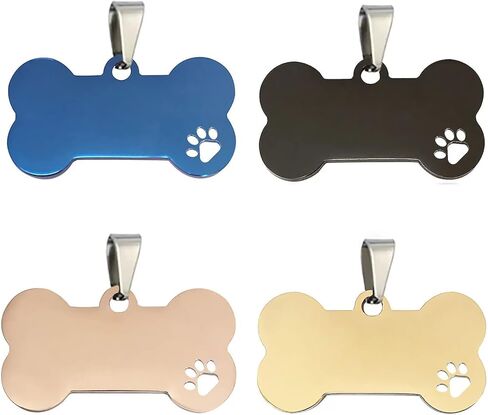 nuatpetin 4 حزمة علامات الكلب الفارغة للنقش بالليزر، شخصية العظام شكل الحيوانات الأليفة القط معرف العلامة الفولاذ المقاوم للصدأ طوق الكلاب قلادة، مزدوجة من جانب المعادن هريرة جرو اسم الهاتف تسمية العلامة سحر لجميع الحيوانات الأليفة in Kuwait