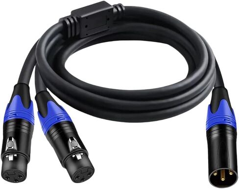 Awsyhom Balanced XLR Y Splitter Cable, XLR Microphone Cable, Male to 2 Female XLR Splitter, 3-Pin XLR Plugs to Dual XLR Jack Adaptor Cord, 3.3 Foot, Blue in Saudi Arabia