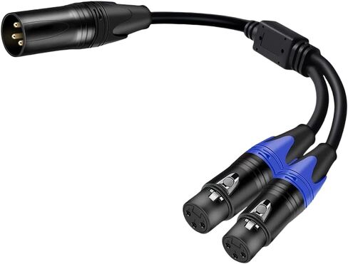 Awsyhom Balanced XLR Y Splitter Cable, XLR Microphone Cable, Male to 2 Female XLR Splitter, 3-Pin XLR Plugs to Dual XLR Jack Adaptor Cord, 3.3 Foot, Blue in Saudi Arabia