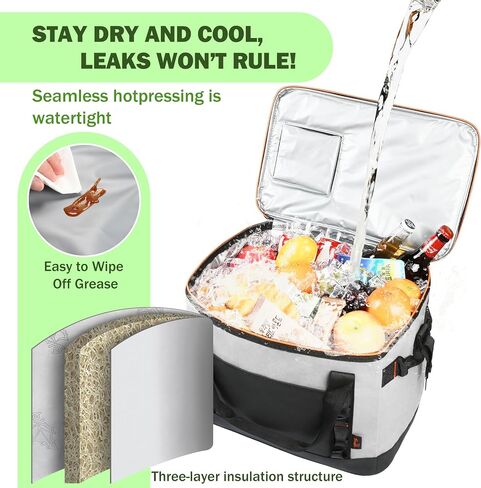 Tirrinia Large Cooler Bag, 48 Cans Insulated Leakproof Soft Ice Chest, Portable Beach Cooler with Heavy-Duty Handles for Picnic, Beach, Camping, Road Trips in Saudi Arabia