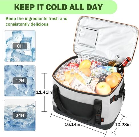 Tirrinia Large Cooler Bag, 48 Cans Insulated Leakproof Soft Ice Chest, Portable Beach Cooler with Heavy-Duty Handles for Picnic, Beach, Camping, Road Trips in Saudi Arabia
