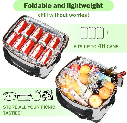 Tirrinia Large Cooler Bag, 48 Cans Insulated Leakproof Soft Ice Chest, Portable Beach Cooler with Heavy-Duty Handles for Picnic, Beach, Camping, Road Trips in Saudi Arabia