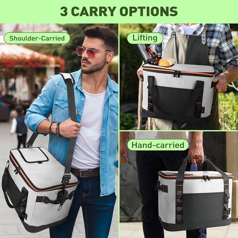 Tirrinia Large Cooler Bag, 48 Cans Insulated Leakproof Soft Ice Chest, Portable Beach Cooler with Heavy-Duty Handles for Picnic, Beach, Camping, Road Trips in Saudi Arabia