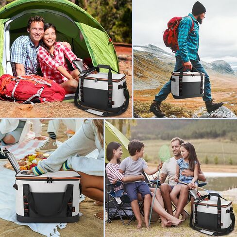 Tirrinia Large Cooler Bag, 48 Cans Insulated Leakproof Soft Ice Chest, Portable Beach Cooler with Heavy-Duty Handles for Picnic, Beach, Camping, Road Trips in Saudi Arabia