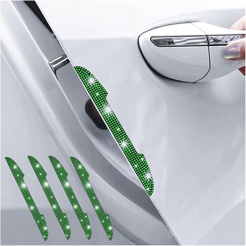 4 PCS Bling Car Door Handle Protector, Rhinestone Anti-Scratch Auto Door Handle Stickers, Car Side Rear View Mirror Edge Guards, Universal Vehicle Exterior Accessories for Women Men (AB) in Saudi Arabia