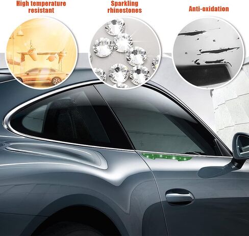 4 PCS Bling Car Door Handle Protector, Rhinestone Anti-Scratch Auto Door Handle Stickers, Car Side Rear View Mirror Edge Guards, Universal Vehicle Exterior Accessories for Women Men (AB) in Saudi Arabia
