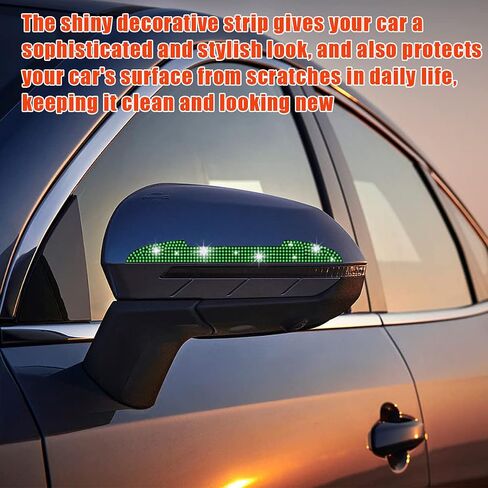 4 PCS Bling Car Door Handle Protector, Rhinestone Anti-Scratch Auto Door Handle Stickers, Car Side Rear View Mirror Edge Guards, Universal Vehicle Exterior Accessories for Women Men (AB) in Saudi Arabia