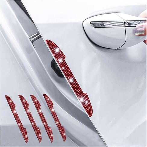 4 PCS Bling Car Door Handle Protector, Rhinestone Anti-Scratch Auto Door Handle Stickers, Car Side Rear View Mirror Edge Guards, Universal Vehicle Exterior Accessories for Women Men (AB) in Saudi Arabia