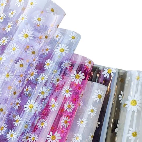 | فينيل هلامي مطبوع عليه زهرة لافندر شفافة لامعة، طبقة بلاستيك PVC بنمط الأقحوان 0.8 مم للمشاريع التي تصنعها بنفسك، 30 × 120 سم in Kuwait