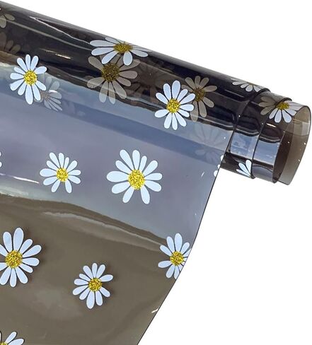 | فينيل هلامي مطبوع عليه زهرة لافندر شفافة لامعة، طبقة بلاستيك PVC بنمط الأقحوان 0.8 مم للمشاريع التي تصنعها بنفسك، 30 × 120 سم in Kuwait