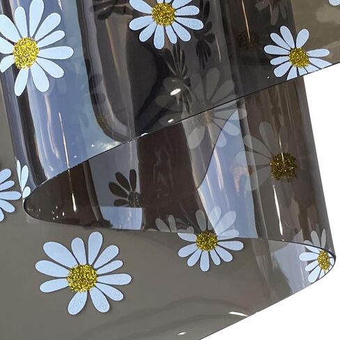 | فينيل هلامي مطبوع عليه زهرة لافندر شفافة لامعة، طبقة بلاستيك PVC بنمط الأقحوان 0.8 مم للمشاريع التي تصنعها بنفسك، 30 × 120 سم in Kuwait