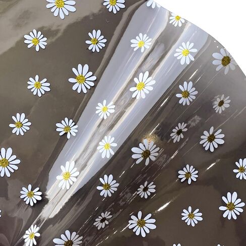 | فينيل هلامي مطبوع عليه زهرة لافندر شفافة لامعة، طبقة بلاستيك PVC بنمط الأقحوان 0.8 مم للمشاريع التي تصنعها بنفسك، 30 × 120 سم in Kuwait