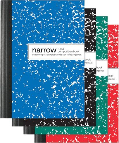 كتب تكوين رخامية صغيرة من Office Depot، 3 1/4 بوصة × 4 1/2 بوصة، مسطرة ضيقة، 80 ورقة، ألوان متنوعة (بدون اختيار اللون)، مجموعة مكونة من 4 قطع، 4170736 in Saudi Arabia