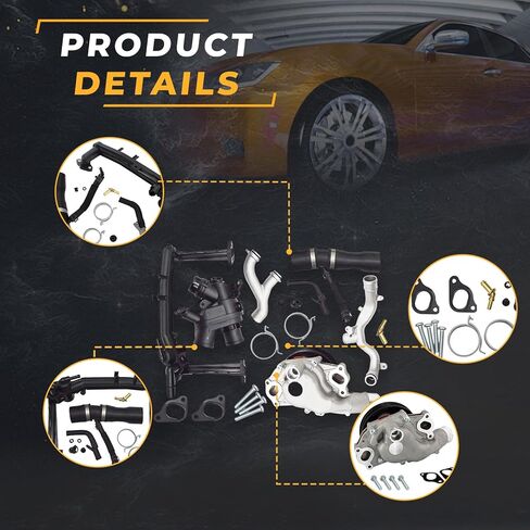 مجموعة استبدال نظام التبريد Noptul AJ813909، مناسبة لسيارة Jaguar F-Type F-Pace XF XE Land Rover Range Rover Sport LR4 3.0L 5.0L V6 V8 2013-2019، استبدل الجزء بمضخة مياه AJ812119 C2D20660 AJ813909 in Kuwait