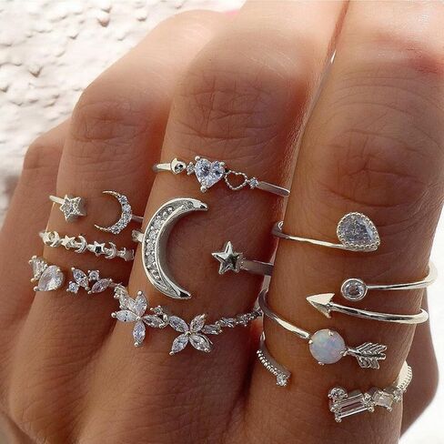 Atiptu Gold Stackable Knuckle Rings Set for Women Teen Girls, Boho Dainty Lightweight Stacking Rings Vintage Crystal Knuckle Stacking Rings for Women in Kuwait
