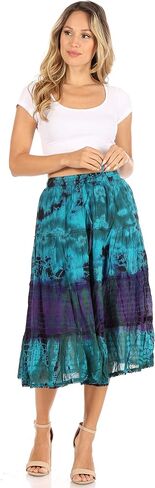 Sakkas Antonia Women's Skirt Tie Dye Boho Elastic Waist Adjustable Embroidery in Saudi Arabia