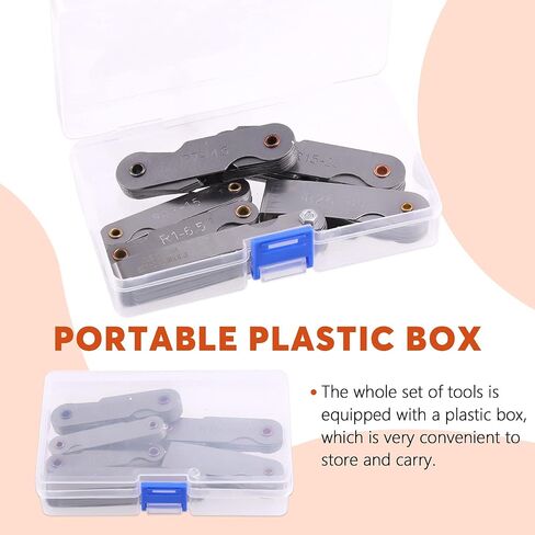 6Pcs Stainless Steel Feeler Gauge and Radius Gauge Set, 5Pcs R0.3-1.5/ R1-6.5/ R7-14.5/ R15-25/ R25-50 Radius Fillet Gauge with 32 Blades 0.04-0.88 mm Metric and Imperial Gap Measuring Tool in Saudi Arabia