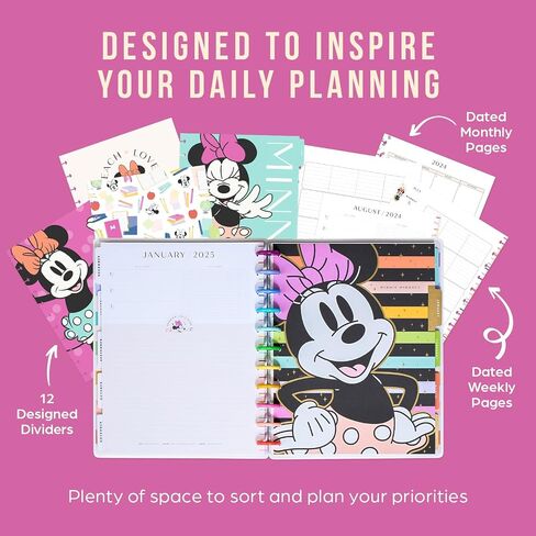 Happy Planner Disney Disc-Bound 12-Month Academic Planner, July 2025–June 2026, 3 Extra Months, 2 Sticker Sheets, Big Size, Teacher Layout, Mickey Mouse & Friends Theme, Current Classroom in Saudi Arabia