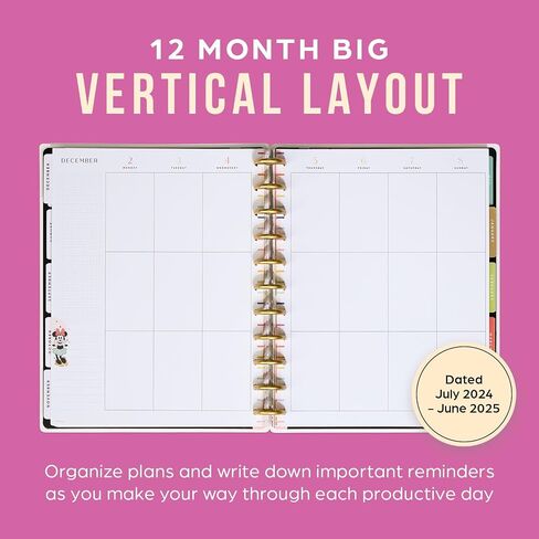 Happy Planner Disney Disc-Bound 12-Month Academic Planner, July 2025–June 2026, 3 Extra Months, 2 Sticker Sheets, Big Size, Teacher Layout, Mickey Mouse & Friends Theme, Current Classroom in Saudi Arabia