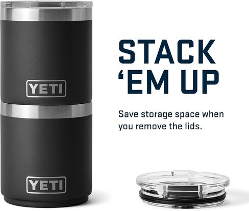 كرة منخفضة قابلة للتكديس من YETI Rambler 10 أونصة 2.0، معزولة بالفراغ، من الفولاذ المقاوم للصدأ مع غطاء MagSlider، فحمي in Saudi Arabia