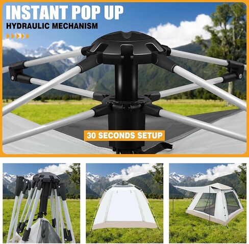 BIMIBIM Camping Tent, Waterproof, Windproof, Sunproof Tent Fully Auto 3s Quick Open, Four Side Air for 2 Doors + 4 Screen Windows for Camping, Parks, Picnicking, Outdoor Gear in Saudi Arabia