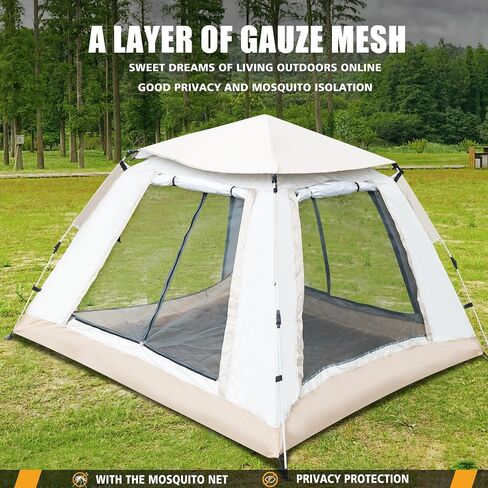 BIMIBIM Camping Tent, Waterproof, Windproof, Sunproof Tent Fully Auto 3s Quick Open, Four Side Air for 2 Doors + 4 Screen Windows for Camping, Parks, Picnicking, Outdoor Gear in Saudi Arabia