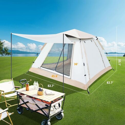 BIMIBIM Camping Tent, Waterproof, Windproof, Sunproof Tent Fully Auto 3s Quick Open, Four Side Air for 2 Doors + 4 Screen Windows for Camping, Parks, Picnicking, Outdoor Gear in Saudi Arabia