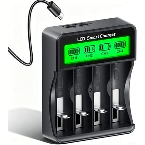 3.7V Rechargeable Battery Charger for CR123A, 16340, 16500, 10400, 14430, 14500, 3.7V Batteries, for Arlo VMC3030 VMK3200 VMS3330 3430 3530 Camera Battery | USB 5V/2A Input, 4 Slot Independent Slots in Saudi Arabia