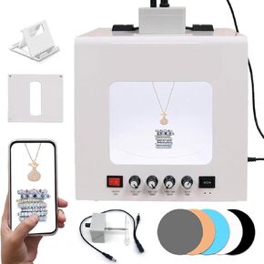 Pro Jewelry Photography Light Box Kit with Adjustable Turntable – Premium Studio Setup for Stunning Gemstone & Jewelry Images, Customizable Speed, Color Temperature & Brightness in Saudi Arabia