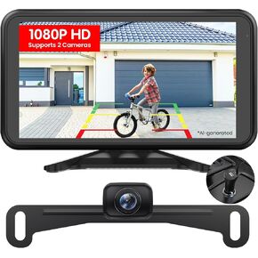 AUTO-VOX Wireless Backup Camera for Car Easy Install: No Delay 5" HD 1080P Rear View Camera with Clear Night Vision 2 Channels, IP69K Waterproof Back Up Camera System for Truck, Pickup, SUV, Van - W12 in Saudi Arabia