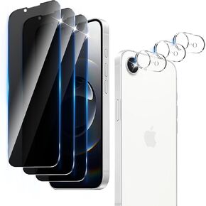 3 قطع من واقي الشاشة مصمم لهاتف iPhone 16e / 17e مع 3 قطع من واقي عدسة الكاميرا من الزجاج المقوى، شفاف فائق الدقة، صلابة 9H، سهل التركيب - صديق للحافظة، مقاوم للخدش in Kuwait