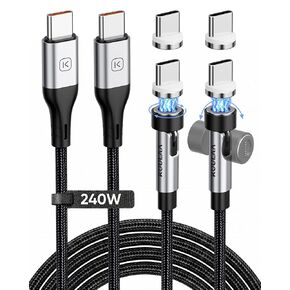 USB C to USB C Magnetic Charging Cable [2-Pack, 6.6ft], 240W Fast Charging 540° Rotating Magnetic Phone Charger for iPhone 17/16/15 Pro Max, iPad Pro/Air, MacBook Pro/Air, Samsung Galaxy S26 Ultra in Saudi Arabia