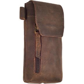 MDS Genuine Full-Grain Buffalo Leather Mobile Holster with Belt Clip 7"H x 3.5"W | Universal Carry Case Vertical Phone Pouch with Magnetic Closure Waist Belt Loop, Fits Most Smartphones, Rustic Brown in Saudi Arabia