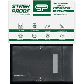 Resealable Vacuum Seal 2-in-1 Quart Storage Zipper Bags 7" x 11" (100 Count) 5.5 Mil (Black & Clear) BPA Free Food Grade Reusable poly Bags for Sandwich, Cookies, Candy, Snacks, Coffee & Dried Fruit in Saudi Arabia